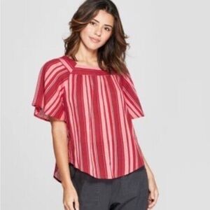 Universal Thread Striped Red Boho Women's Top, M